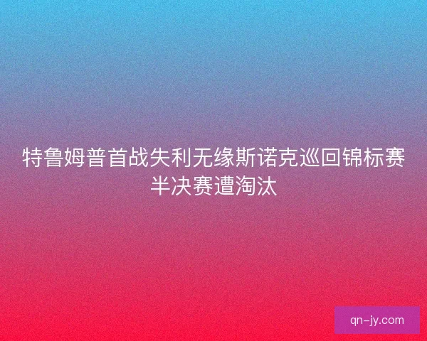 特鲁姆普首战失利无缘斯诺克巡回锦标赛半决赛遭淘汰